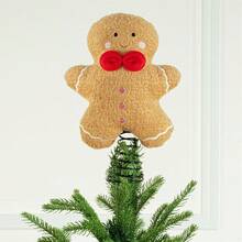 Gingerbread Man Tree Topper Decorative Cute Red Bow Tree Decoration For Home And Holiday Christmas Decorations Home Christmas Gifts Christmas Decor - Multicolor - View 2