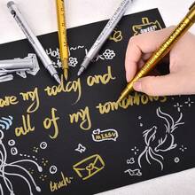 Set da 12 pezzi di pennarelli in metallo, con punte morbide e rigide, punta media, adatti per carta nera, creazione di biglietti, vetro, pittura su rocce, scrapbooking, album fai-da-te, ceramica