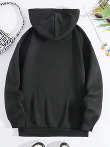 Sudadera Casual para Mujeres con Patrón "Modo Vacaciones" - Negra, Manga Larga, Cordón, Bolsillo, Perfecta para el Ocio en la Playa y Piscina, Ropa de Playa - Negro - Ver 2