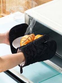 1pc/2pcs Thick Microwave Oven Gloves, Suitable For Baking & Oven, Heat Insulated, Heat Resistant, High Temperature Resistant - Pink - View 7