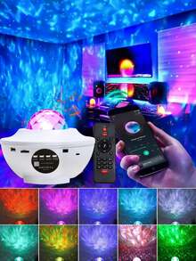 1件装音乐星空投影夜灯 - RGB音箱灯带，带遥控器和定时器，USB供电 - 卧室氛围营造和送礼佳品 - 彩色 - 查看 7