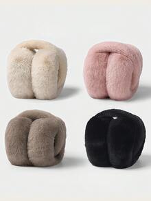 1个女士保暖耳罩，时尚蓬松防冻耳罩，可折叠冬季白色耳罩 - 彩色 - 查看 5