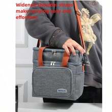 1PC Set Of Multi-Purpose Insulated Food Tote Bag With Multiple Colors And Double-Layer Heat-Resistant Lunch Bag, Suitable For Hot Dishes And Cold Drinks, Student School Supplies, Office Lunch Bags Or Home Picnic Coolers, Practical Household Items And Gift Creativity - Hai lớp màu xám - Xem 4