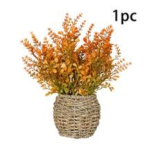 1pc Artificial Fall Foliage Floral Basket, DIY Decor Suitable For Halloween, Thanksgiving Decoration. Can Be Placed On Kitchen, Dining Table To Create A Harvest Atmosphere, Maintenance-Free, Long-Lasting Natural Elegance. Infuses Space With Rich Autumn Ambiance, Also Suitable For Garden Decoration, A Practical And Versatile Item For Holiday And Everyday Use.