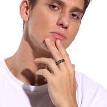 DURSI Sun Moon and Star Spinner Fidget Ring for Anxiety for Men Women Stainless Steel Rotating Engagement Wedding Band 8MM - Negrodorado - Ver 3