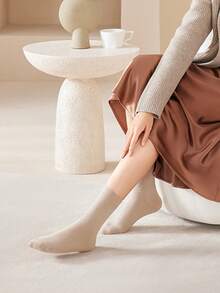 5 Pairs Women's Thick, Versatile, Casual, Warm Wool Blend Mid-Calf Socks For Autumn/Winter