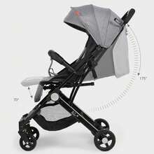Portable Baby Stroller One-Hand Folding Pushchair W/Adjustable Backrest - Grey - View 9