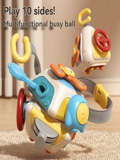 1-6 Years Old Kids Busy Ball Sensory Fidget Toys, 4-Sided & 10-Sided Grasping Spinning Puzzle Toys, Developing Hand-Eye Coordination, Educational Gift For Boys And Girls