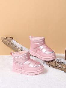 2025 Winter Thick-Soled Thermal Lined Children's Snow Boots, Flat Non-Slip Boys & Girls Warm Boots, Outdoor Comfortable Toddler Snow Boots, Waterproof Material Girls & Boys Boots - 粉色 - 查看 6