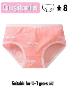 8 件 1 包，可爱女孩喜欢的卡通图案舒适内裤，节日送给女儿和孙女的秘密礼物
