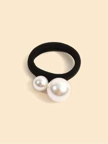 1件珍珠发饰，适合女性/女孩在学校典礼、结婚纪念日、摄影派对等场合佩戴。黑色韩版时尚珍珠发圈，粉色花朵蝴蝶结/弹力发圈 - 粉色花朵弹力发圈带蝴蝶结马尾辫发圈，发绳，夏季、假日、旅行必备发圈 - 彩色 - 查看 2