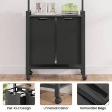 Laundry Sorter With Wheels,Rolling Laundry Hamper With Hanging Bar,2-Section Laundry Basket Organizer With Removable Bags,Dirty Clothes Hampers For Laundry Bedroom Bathroom - 2 bolsas - Ver 5