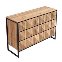 The Sideboard And Vanity Feature A Combination Of Black And Natural Wood Tones, Metal Legs, And Raised Doors. - 1 - View 11