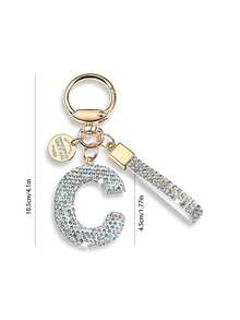 1 buc breloc nou cu 26 de litere cu stras, pandantiv personalizat drăguț, accesoriu pentru geantă de femei, breloc auto, breloc auto cu stras din aliaj, rucsac agățat decorare geantă cu suport de identificare accesorii auto brelocuri pentru geantă - Șampanie - Vizualizare 11