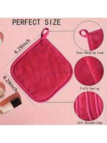 1/3/5pcs Soft Microfiber Facial , Terry Makeup Remover Towels With Hanging Loop, Skin-Friendly, Washable And Reusable