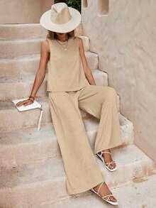 Women Two-Piece Outfits - Khaki - View 6