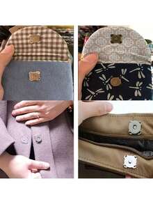 10pcs/4pcs Magnetic Buttons For Sewing, Cartoon Magnetic Invisible Buttons, Plum Blossom Magnetic Buttons, Sewing Buttons, Metal Invisible Sewn Buttons, Wallet Locks, DIY Making, Wallet, Handbag, Backpack, Accessories, 14mm Craft Knitting Button Set - Silver - View 6