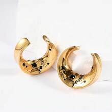 2pcs Punk Style Moon Skull Ear Gauges, Screw Ear Plugs Tunnels, Earrings, Body Piercing Jewelry, Suitable For Halloween Gifts And Daily Wear