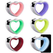 2pcs Stainless Steel Dual-Tone Heart Shaped Ear Gauges, Suitable For Various Ear Types, Ear Piercing Jewelry, Earrings, New Low Allergy Accessories, Gift For Women - Heart - View 5