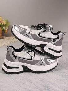 Women's Casual Sneakers, Thick Sole, Breathable, Suitable For All Seasons - Silver - View 7