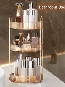 Rotating Makeup Organizer, 360° Spinning Skincare Organizers, Bathroom Organizer,Adjustable Layer Cosmetic Storage Lazy Susan Makeup Organizers For Dresser Bathroom, Yellow