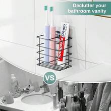 Adhesive Toothbrush Holder Wall Mounted Suction Toothpaste Organizer Cup For Shower Razor Holder Caddy Tray Storage Stand With Drainage White Restroom Bathroom Accessories And Decor - 2 ô + Đen - Xem 2