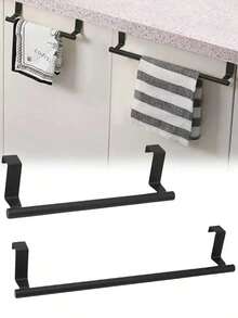 1 pièce Porte-serviettes en acier inoxydable pour porte de placard, barre porte-serviettes sans couture pour porte de salle de bain ou de cuisine, 1 support de porte-serviettes de placard, crochet perforé économe en espace, à fixer sur la porte, convient pour la cuisine, la salle de bain et les placards - peut accueillir serviettes et linges - facile à installer, rangement de cuisine, rangement de salle de bain, articles ménagers modernes