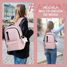 RFID Mochilas para estudiantes universitarios, Mochila de Viaje impermeable, Mochila para mujeres y hombres, Mochila para Laptop de 15.6 pulgadas, para escuela, viajes, oficina - rosa - Ver 8