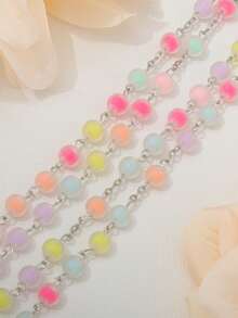 1pc Handmade Multicolor Beaded Cross Necklace, Rosary, Virgin Mary Medal And Jesus Cross Pendant