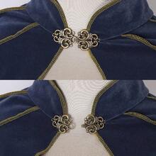 Women's Medieval Cloak Renaissance Velvet Cape With StandUp Collar Queen Princess Costume Halloween Christmasgift - Grey-blue - View 3