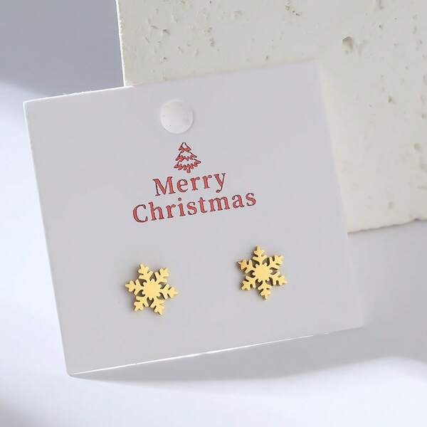 1 paire de boucles d'oreilles en acier inoxydable en forme d'homme en pain d'épices, de flocons de neige, d'arbres de Noël. Idéal pour emballer des cartes et offrir en cadeau de Noël.