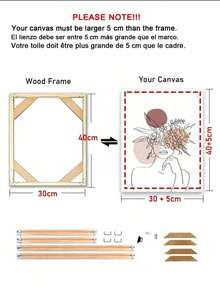1 Set de 100x50cm Lienzo con Marco de Madera para Pintura al Óleo, Marco de Madera Sólida, Adecuado para Pintura al Óleo, Carteles, Galerías, Murales, Kit de Marco de Óleo, Decoración Artística