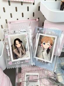 1pc Romantic Butterfly & Snowflake Design PVC Zipper Bag, 3 Inch Instant Photo/ID Card Holder, Idol Fan Collection Display Storage Pouch