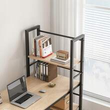 Biurko komputerowe z regałem jasno-brązowe 120CM - Light Brown - Zobacz 3
