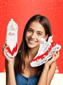 Custom Women's Christmas Plush Lining Sneakers With Personalized Name Print, Festive Santa Belt Design Cozy Shoes With Customized Photo, Lightweight Comfortable Soft Bottom Warm Sneakers For Men And Women, Gym Training Breathable Tennis Shoes, Unique Christmas Gift For Mom/Dad/Her/Him/Girlfriend/Boyfriend/Wife/Husband/Friend ﻿