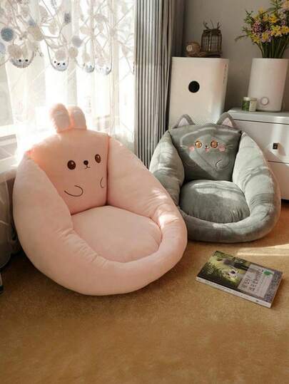 1pc Cartoon Design Floor Cushion - Soft Round Fabric,Christmas, Year-End, Winter Decorative Cushions, Perfect For Relaxing And Reading, All-Season Comfort Suitable For Bedroom, Balcony Or Bay Window Seat | Fun Design Durable Polyester Plush Floor Cushions With Cute Cartoons - Thickened Soft Circular Weave Chair Mat Ideal For Leisurely Reading Or Recliner, Year-Round Comfort