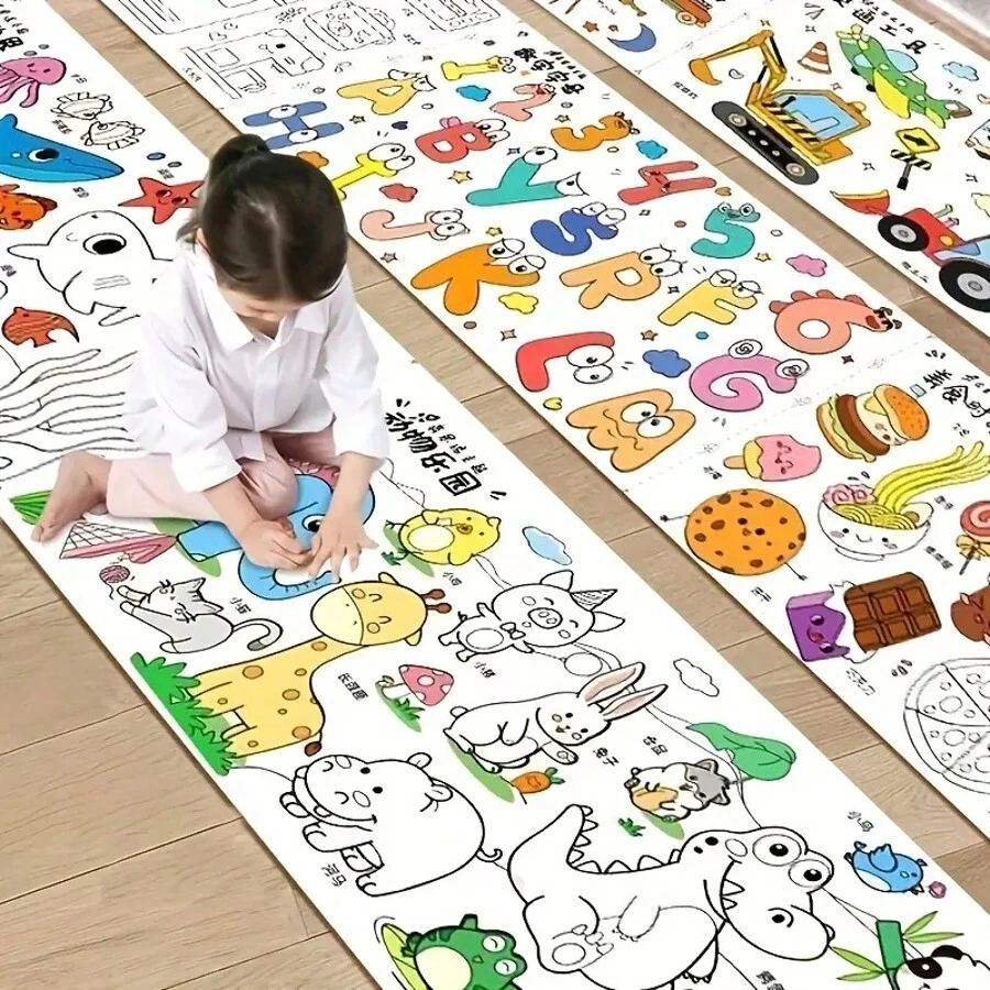Kids Drawing Set - Extra Long Coloring Paper Roll - Cuttable, Suitable For Coloring And Painting, Perfect Gift For New Year, Halloween, Christmas