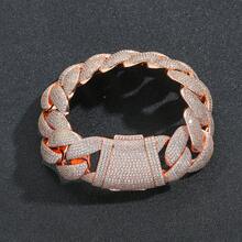 1pc 24mm Fully Iced Out Solid Cuban Link Necklace, Oversized Personalized Necklace & Bracelet For Men, Hip Hop Style - 24mm - 查看 8