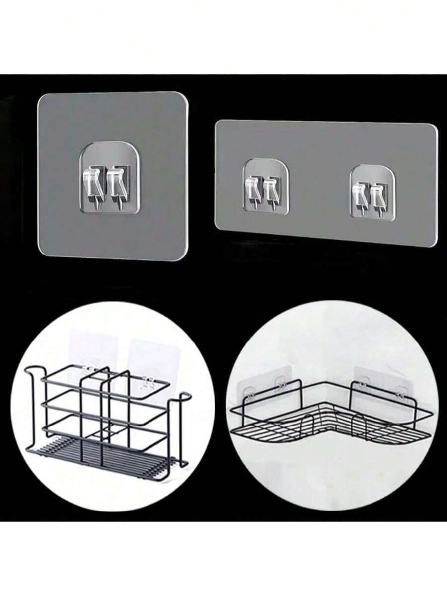 10 buc cârlige transparente pentru raft agățat, plasture de fixare pentru raft de depozitare pe perete, cârlig autoadeziv pentru fixarea coșului de depozitare, accesorii autocolante utilitare pentru dormitor, baie, bucătărie, living (6/8/16 buc)