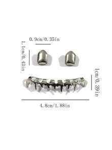 1 Set Unisex Smooth Asymmetrical Gold & Silver Grillz, Suitable For Nightclub, Halloween, Christmas, Birthday Party Wear