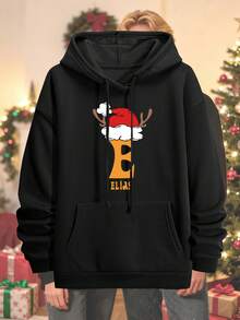 Custom Personalized Patterned Hoodies For Men And Women,Lightweight,Polyester, Perfect For Christmas Party Attire, Basic Autumn/Winter Wear. - Black - View 5