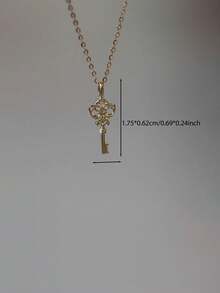 GAGAFEEL 1件S925纯银镀层优雅精致钥匙吊坠项链，女士珠宝礼品 - 金色 - 查看 6