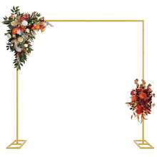 Wedding Square Backdrop Stand,Wedding Arches For Ceremony Square Metal Balloon Arch Stand Garden Arbor Frame For Wedding Birthday Party B Aby Background Decoration,8FTx8FT Gold - Vàng 8FT - Xem 1