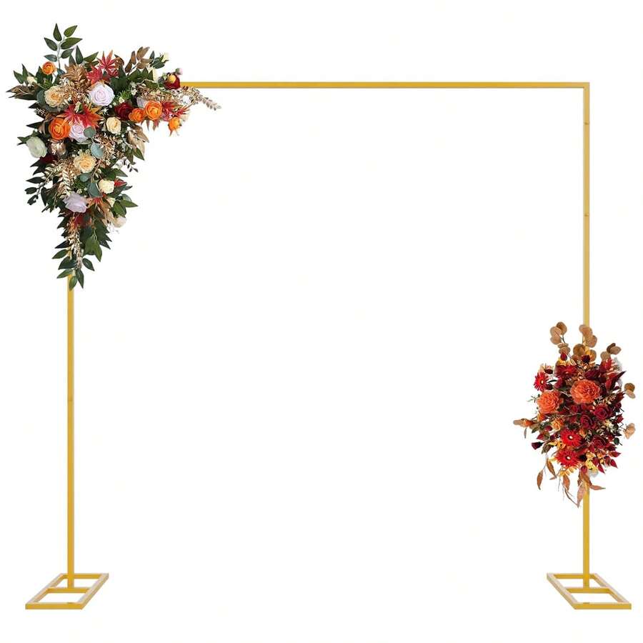Wedding Square Backdrop Stand,Wedding Arches For Ceremony Square Metal Balloon Arch Stand Garden Arbor Frame For Wedding Birthday Party B Aby Background Decoration,8FTx8FT Gold - Vàng 8FT - Xem 1