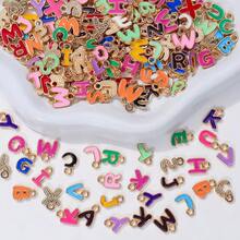 26pcs A-Z Letter Pendant, Round Double-Sided Enamel Letter Charms, Suitable For DIY Personalized Jewelry Making - Mixed Color Letters - View 1