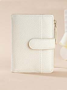 European And American Style Lychee Pattern Women's Wallet, Simple And Elegant, Bi-Fold Multi-Card Slot Zipper Coin Purse, Women's Wallet, Mini Sewing Wallet, Small Coin Purse, Urban Simple Men's Wallet, PU Leather, Cute Wallet, Simple Design, High Quality, Bi-Fold Multi-Card Slot Zipper Coin Purse, Short Women's Wallet, Mini Sewing Wallet, Small Coin Purse, Suitable For Daily Commuting Use, Suitable As A Holiday Gift. - Multicolor - View 7