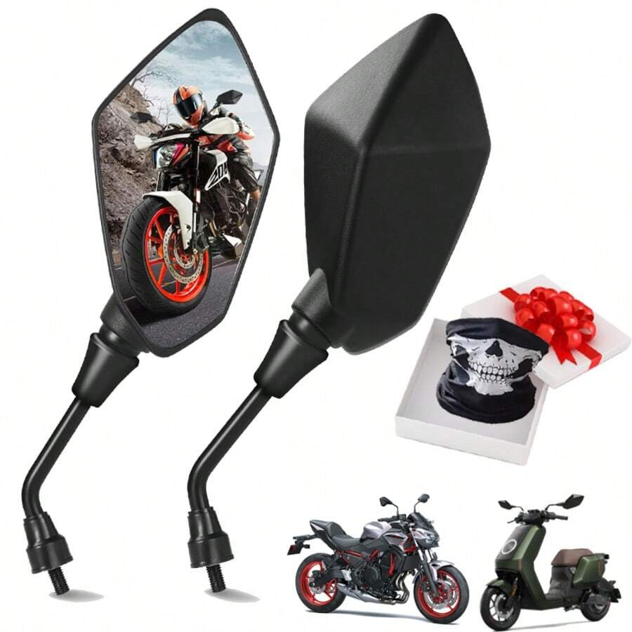 10mm Bicycle, Motorcycle Universal Sports Rearview Mirror+Mask - A - View 1