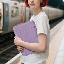 ZYB Funda para portátil de 13-16 pulgadas, compatible con MacBook Air 13/15 M1/M2 (2012-2025), Pro 13/14/15/16 (2010-2022), Chromebook HP de 14-15.6 pulgadas, Surface Laptops, a prueba de golpes, resistente al agua, con bolsillo para accesorios - Morado - Ver 8