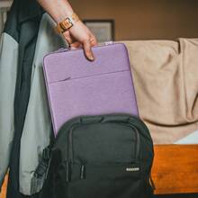 ZYB Funda para portátil de 13-16 pulgadas, compatible con MacBook Air 13/15 M1/M2 (2012-2025), Pro 13/14/15/16 (2010-2022), Chromebook HP de 14-15.6 pulgadas, Surface Laptops, a prueba de golpes, resistente al agua, con bolsillo para accesorios - Morado - Ver 9