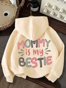 Young Girls Letter Print Warm Hoodie Sweatshirt